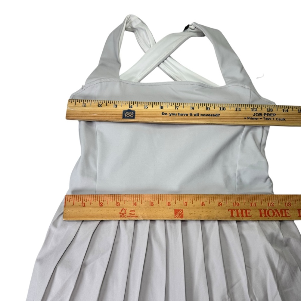 NWT Varley Carina Pleated Tennis Dress Size S Light Grey Cross Back Skort - Picture 8 of 9